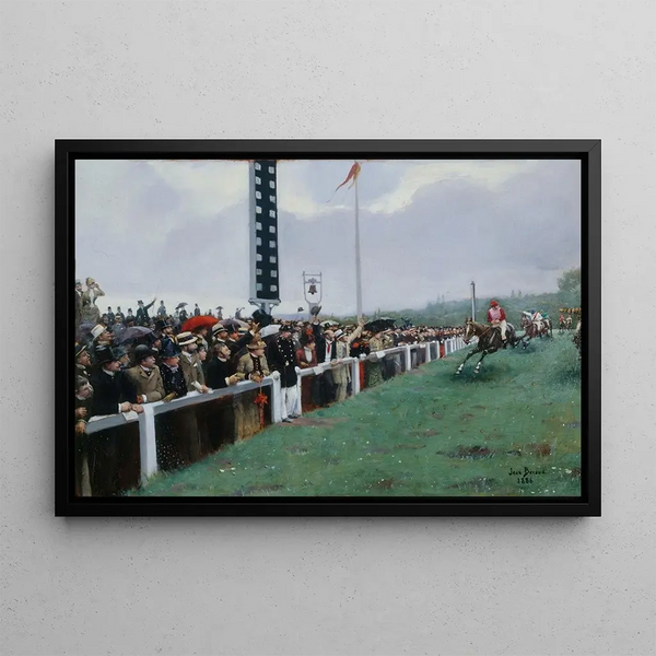 Longchampin maalaus, saapuminen pystyyn - Jean Béraud — kehystetty taideteos seinällä