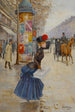 Nuori nainen bulevardin halki - Jean Béraud — näkymä teoksesta