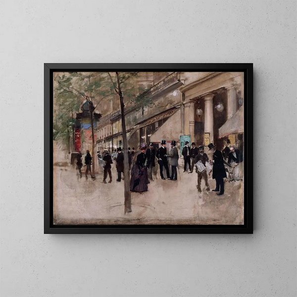 Le boulevard Montmartre devant le théâtre des Variétés l'après-midi - Jean Béraud — kehystetty taideteos seinällä