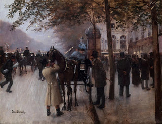 Le boulevard des Capucines le soir devant le Café Napolitain - Jean Béraud — näkymä teoksesta