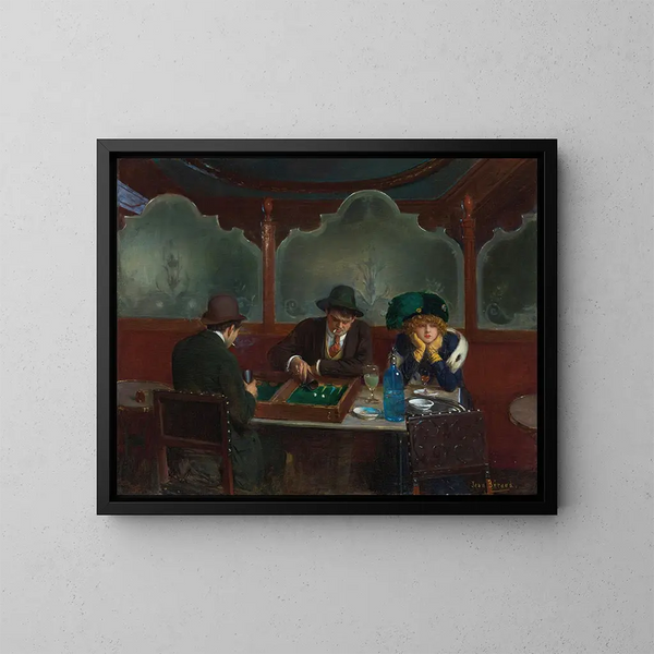 Les joueurs de jacquet - Jean Béraud — kehystetty taideteos seinällä
