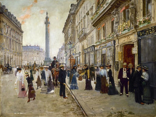 "Sortie des ouvrières de la maison Paquin" - Jean Béraud — näkymä teoksesta