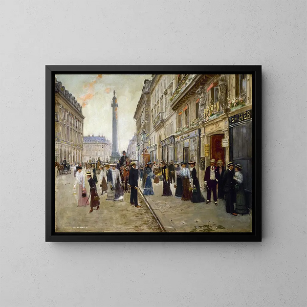 "Sortie des ouvrières de la maison Paquin" - Jean Béraud — kehystetty taideteos seinällä