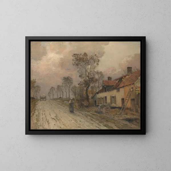 La Route Nationale à Samer - Jean-Charles Cazin — kehystetty taideteos seinällä