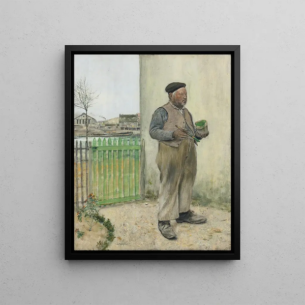 Bonhomme venant de peindre sa barrière - Jean François Raffaëlli — kehystetty taideteos seinällä