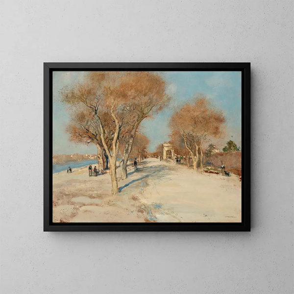 Bord de Seine, la route ensoleillée - Jean François Raffaëlli — kehystetty taideteos seinällä