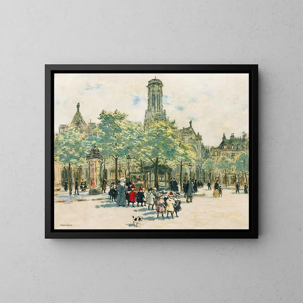 Fillettes devant Saint-Germain-l'Auxerrois - Jean François Raffaëlli — kehystetty taideteos seinällä