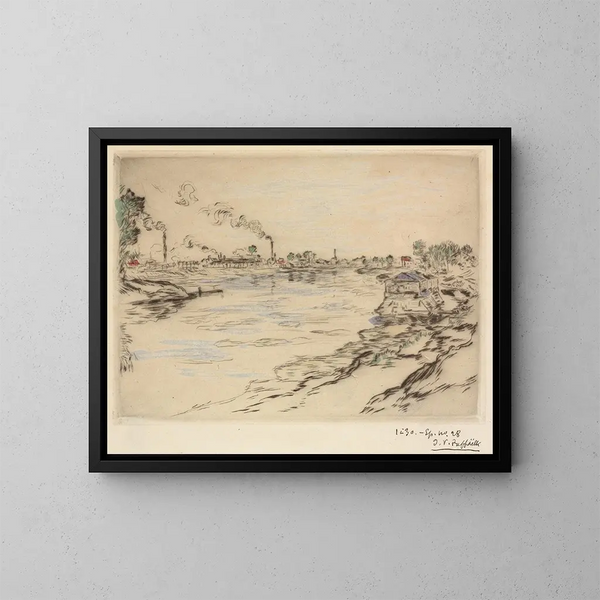 La Seine à Asnières - Jean François Raffaëlli — kehystetty taideteos seinällä