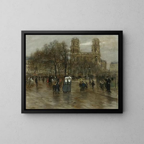Place Saint-Sulpice, Pariisi - Jean François Raffaëlli — kehystetty taideteos seinällä