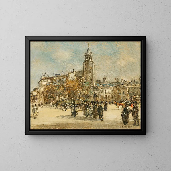 Place de Saint-Germain-des-Prés, Pariisi - Jean François Raffaëlli — kehystetty taideteos seinällä