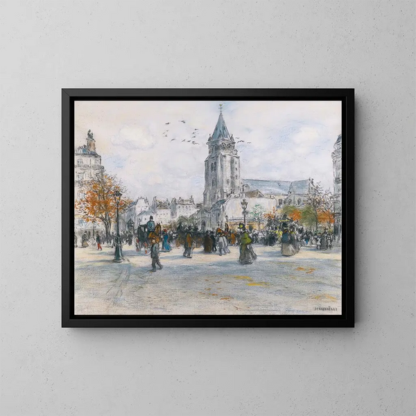 Saint-Germain-des-Prés - Jean François Raffaëlli — kehystetty taideteos seinällä