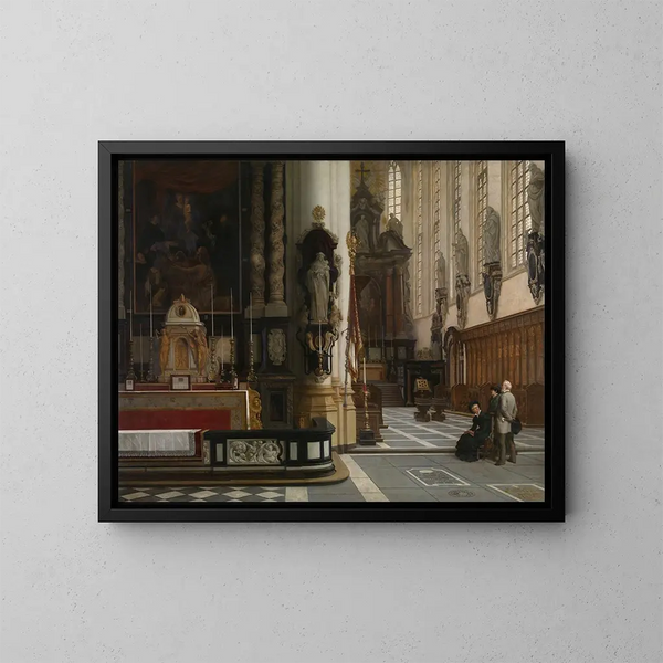 Saint-Paulin kirkon sisätilasta Antwerpenissä - Jean Geeraerts — kehystetty taideteos seinällä