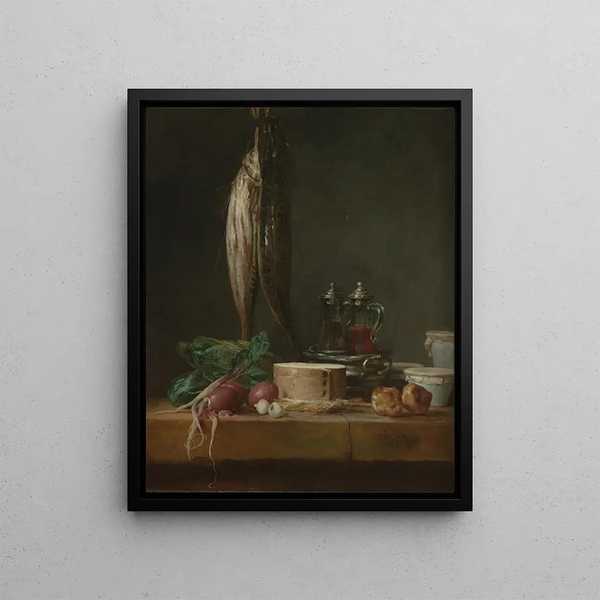 Jean Simon Chardin - Still Life with Fish Vegetables Gougres Pots and Cruets on a Table.webp