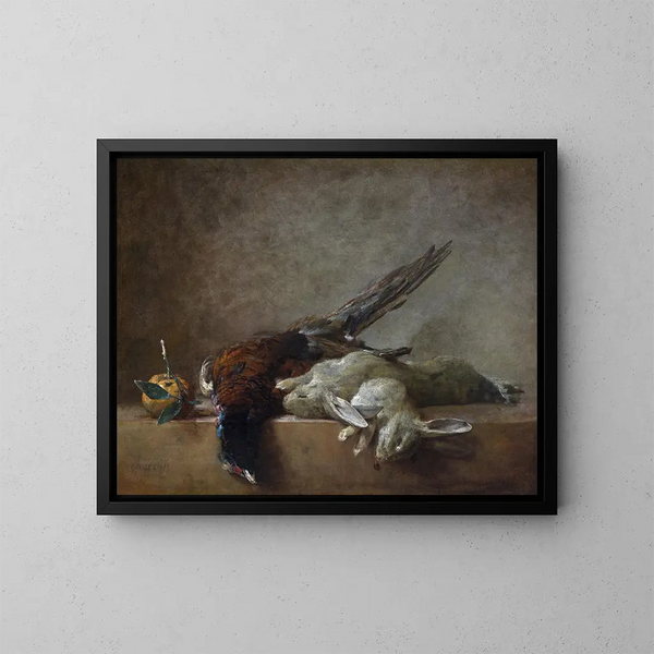 Luontoaiheinen metsästyskuva - Jean Siméon Chardin — kehystetty taideteos seinällä