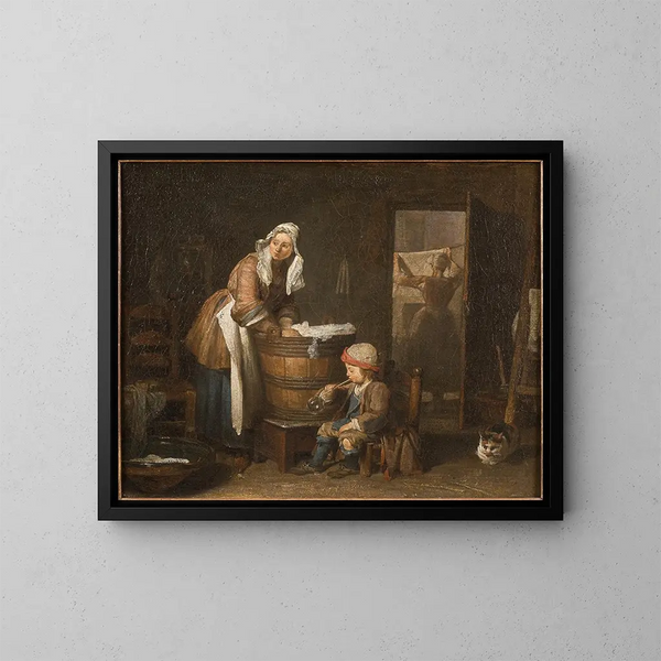 La Laveuse - Jean Siméon Chardin — kehystetty taideteos seinällä
