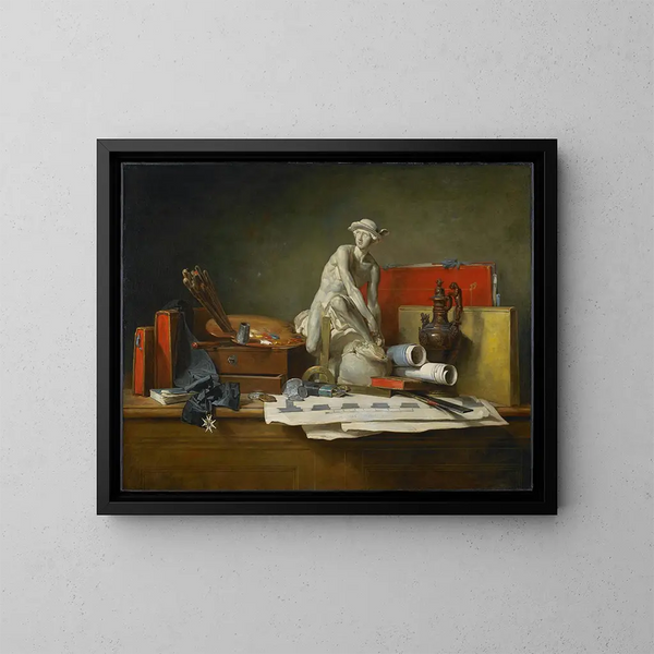 Les attributs des arts et les récompenses qui leur sont accordées - Jean Siméon Chardin — kehystetty taideteos seinällä