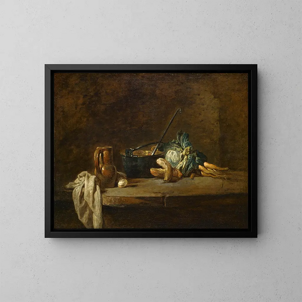 Kasvikset keittoon - Jean Siméon Chardin — kehystetty taideteos seinällä