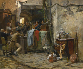 La vente mobilière - Jehan Georges Vibert — näkymä teoksesta