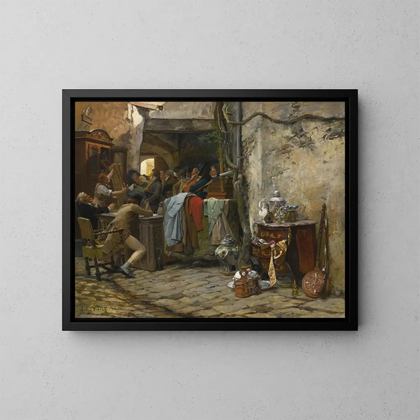 La vente mobilière - Jehan Georges Vibert — kehystetty taideteos seinällä