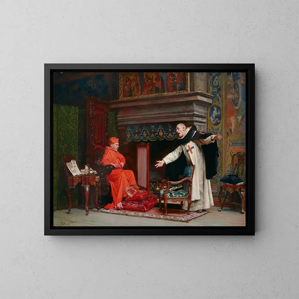 Le choix d'un prédicateur - Jehan Georges Vibert — kehystetty taideteos seinällä