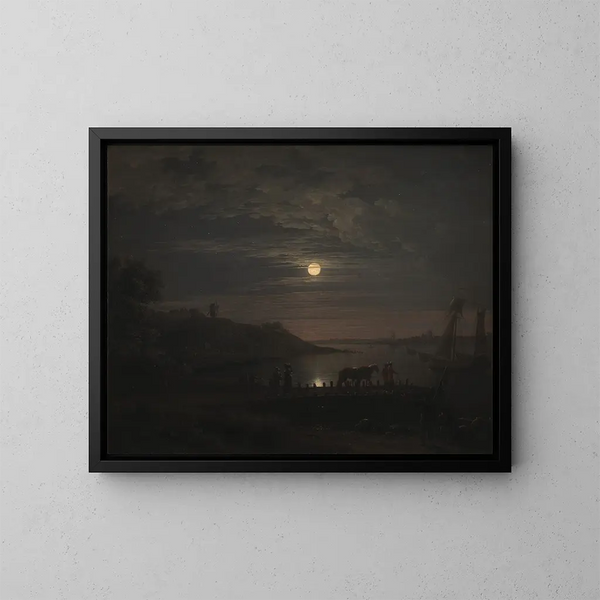 "Le passage sur le Petit Belt à Snoghj au lever de la lune" - Jens Juel — kehystetty taideteos seinällä