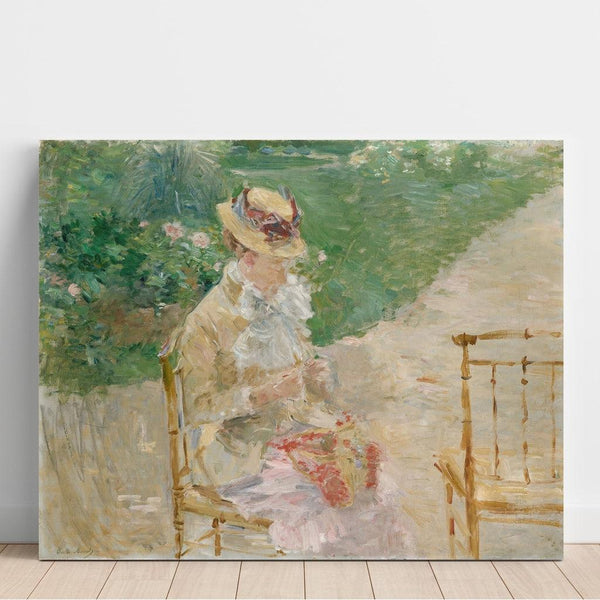 Maalauksen jäljennös Nuori nainen neuleessa - Berthe Morisot