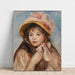 Maalauksen jäljennös Nuori tyttö vaaleanpunaisessa hatussa - Pierre-Auguste Renoir