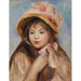 Maalauksen jäljennös Nuori tyttö vaaleanpunaisessa hatussa - Pierre-Auguste Renoir