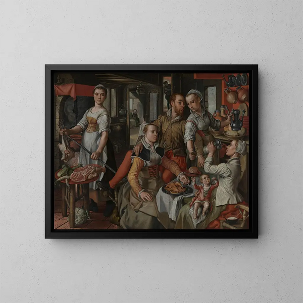 Seksikohtaus - Joachim Beuckelaer — kehystetty taideteos seinällä