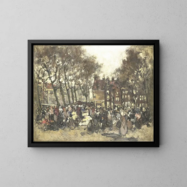 Le Noordermarkt à Amsterdam - Joannes Barnardus Antonius Maria Westerwoudt — kehystetty taideteos seinällä
