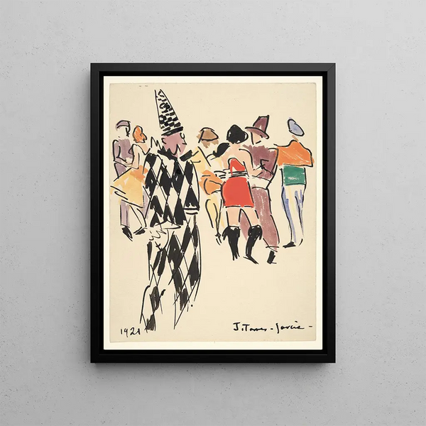 Artistes Bal Arlequin et Danseurs - Joaquín Torres-García — kehystetty taideteos seinällä