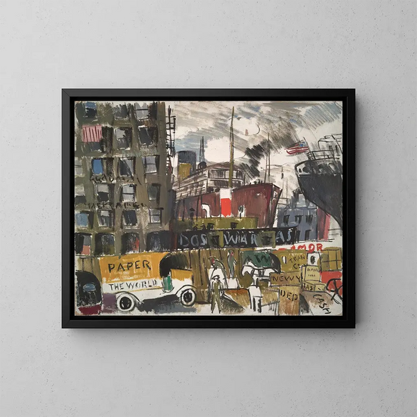 Quais de New York - Joaquín Torres-García — kehystetty taideteos seinällä