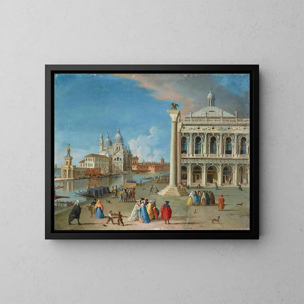 La Piazzetta avec Santa Maria della Salute au-delà de Venise - Johan Anton Richter — kehystetty taideteos seinällä