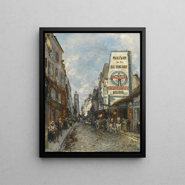 La Rue Saint-Jacques Paris - Johan Barthold Jongkind — kehystetty taideteos seinällä