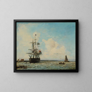 Le Grand Canal de Dordrecht - Johan Barthold Jongkind — kehystetty taideteos seinällä