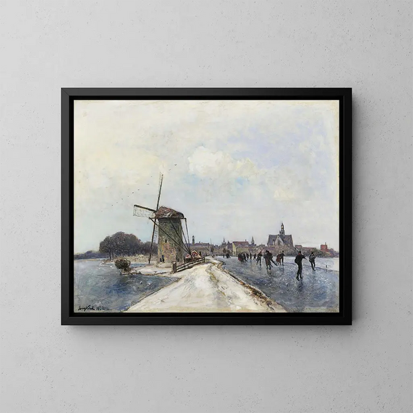 Patineurs à Maassluis - Johan Barthold Jongkind — kehystetty taideteos seinällä