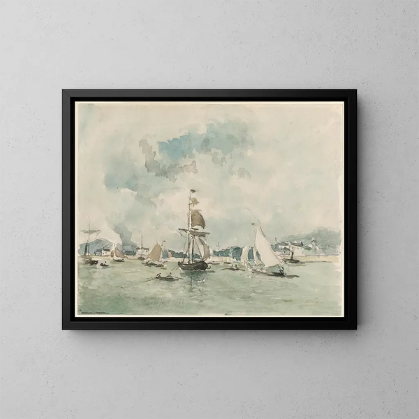 Le port de Honfleur - Johan Barthold Jongkind — kehystetty taideteos seinällä