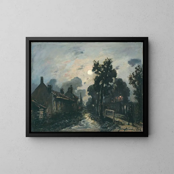 Une rue de Delft le soir - Johan Barthold Jongkind — kehystetty taideteos seinällä