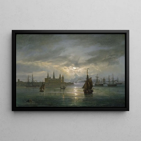 Johan Christian Dahl - Kronborg Castle in Moonlight.webp