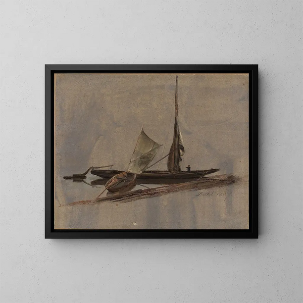 Johan Christian Dahl - Two SailingBoats at the Elbe.webp