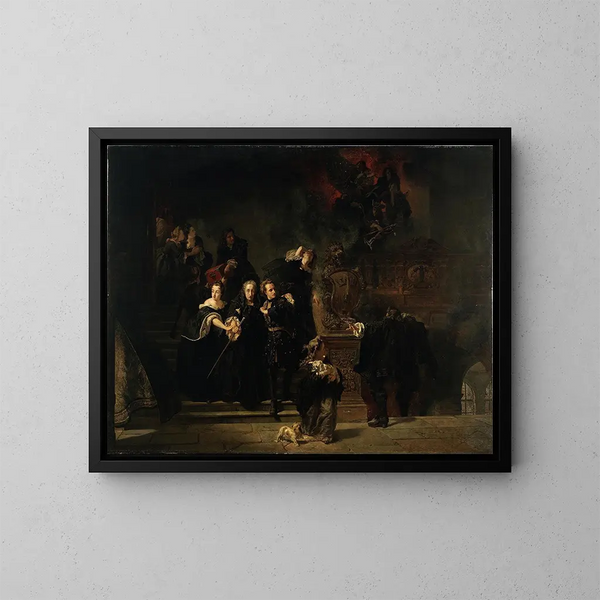 Linnan palatsin tulipalo Tukholmassa, 7. toukokuuta 1697 - Johan Fredrik Höckert — kehystetty taideteos seinällä