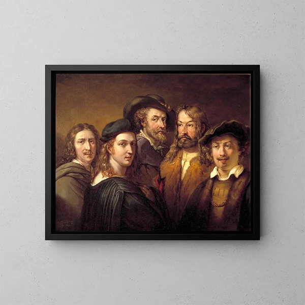 Rafael, Rembrandt, Nicolas Poussin, Albrecht Dürer ja Pierre-Paul Rubens - Johan Gustaf Sandberg — kehystetty taideteos seinällä