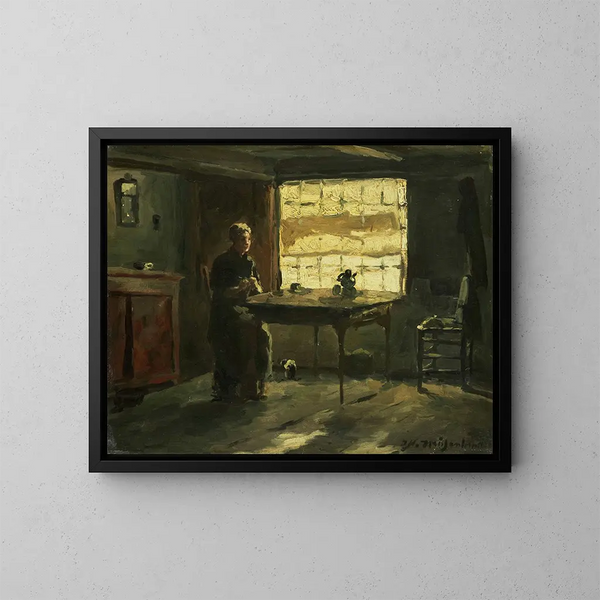 Intérieur de paysan - Johan Hendrik Weissenbruch — kehystetty taideteos seinällä