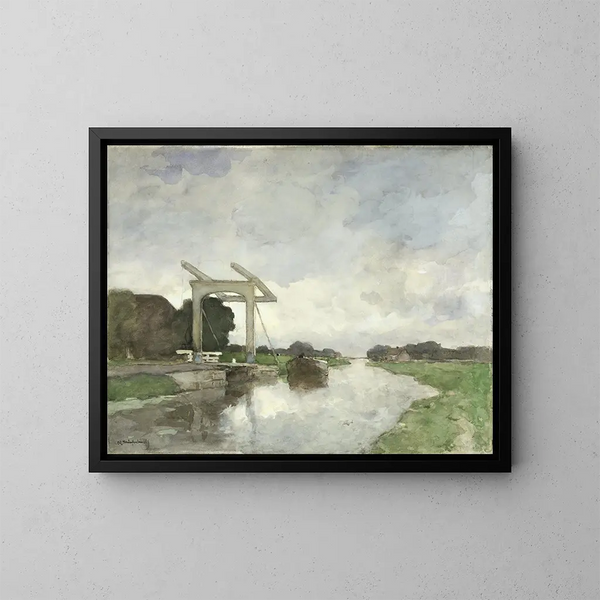 Pont-levis à Noorden - Johan Hendrik Weissenbruch — kehystetty taideteos seinällä