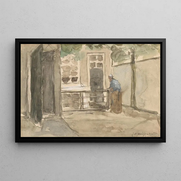 Johan Hendrik Weissenbruch - Gezicht op een binnenplaats vanuit het atelier van de kunstenaar in de Kazernestraat te Den Haag.webp