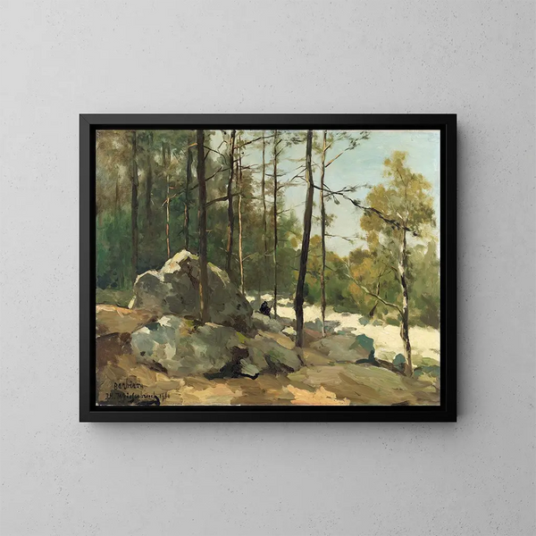 Vue boisée près de Barbizon - Johan Hendrik Weissenbruch — kehystetty taideteos seinällä