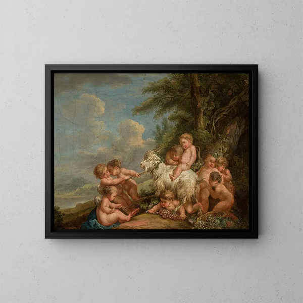 Les Amours en plein jeu - Johann Albrecht Friedrich Rauscher — kehystetty taideteos seinällä