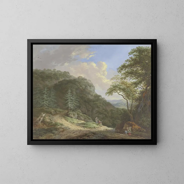 vuoristomaisemasta - Johann Albrecht Friedrich Rauscher — kehystetty taideteos seinällä