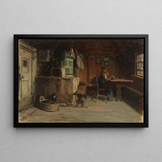 Johann Baptist Kirner - Buerin und Kind am Tisch in einer Schwarzwlder Bauernstube sitzend.webp