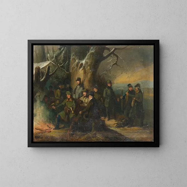 Metsästyksestä suurpöllö - Johann Baptist Kirner — kehystetty taideteos seinällä